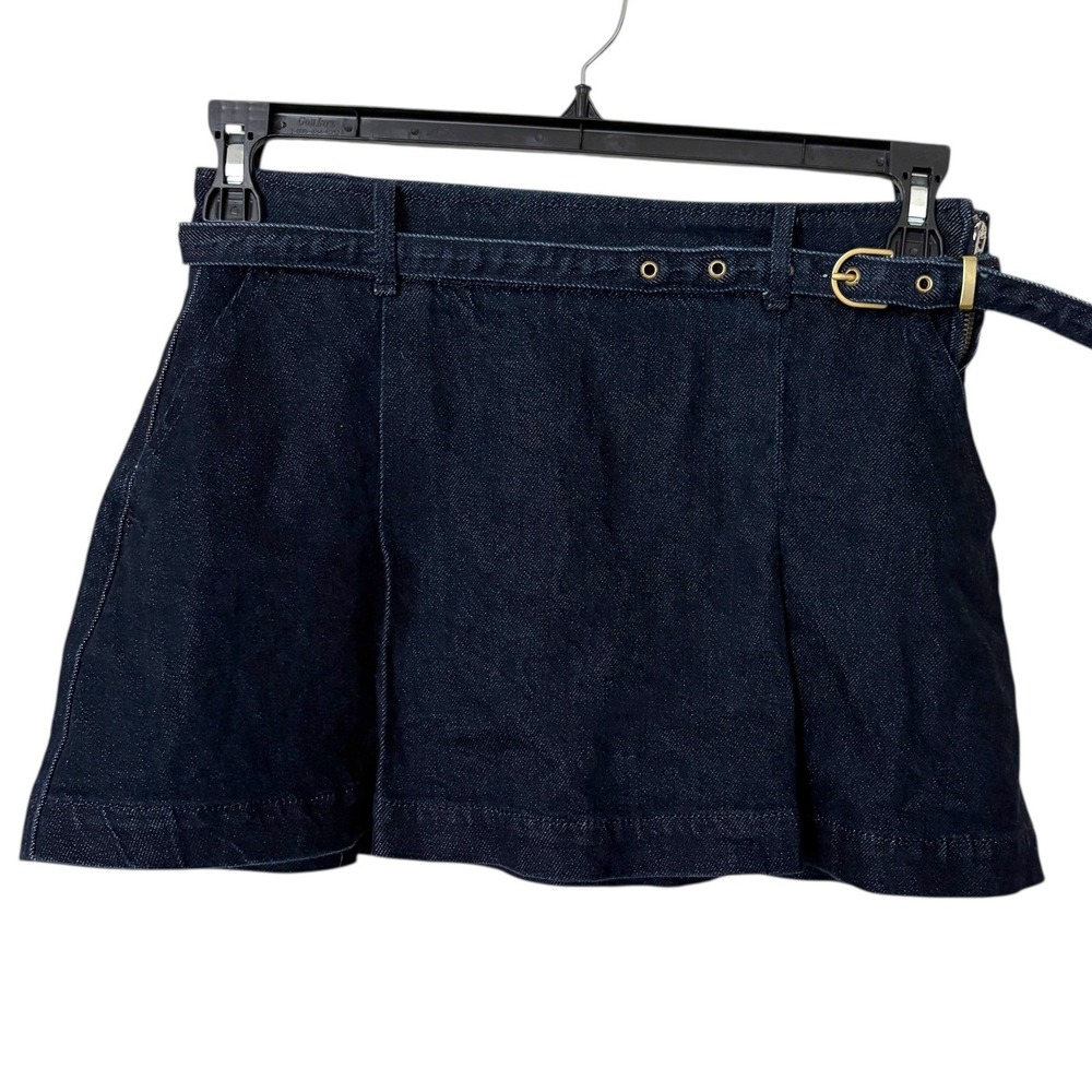 American Eagle Womens 0 Low-Rise Mini Skort Blue Denim Pleated Bratz Schoolgirl